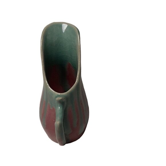 Vintage Studio Pottery Miniature Drip Glaze Pitcher Pink and Green  2.5" - Picture 5 of 6